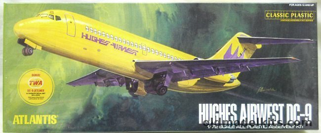 Atlantis 1/72 DC-9 Hughes Airwest or TWA (ex-Aurora), AMC6004 plastic model kit